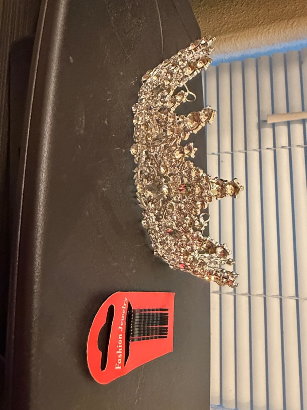 Crystal Bridal Tiara Crown - Silver Rhinestone Accent - Picture 4 of 4